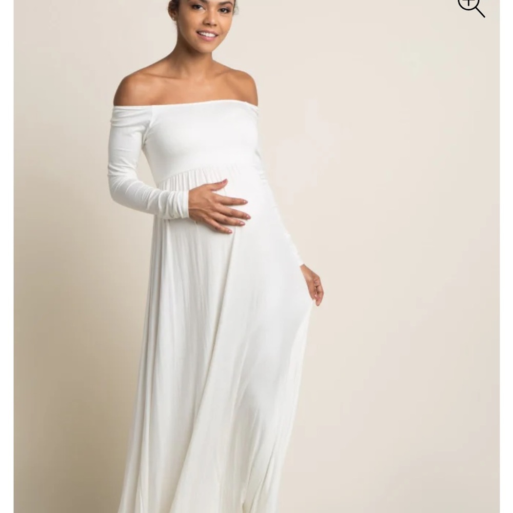 NWT PinkBlush Ivory Off Shoulder Maternity Maxi Dress - Size M